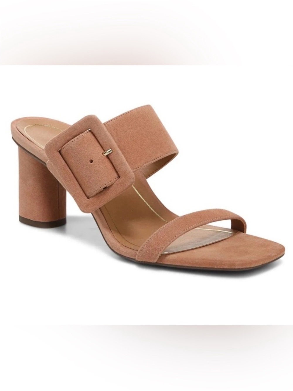 Vionic Brookell Suede Block Heel Slide Sandals